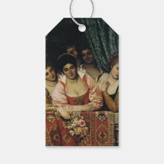Italiaanse dames op een balkon (Middeleeuwen) Cadeaulabel (Voorkant)
