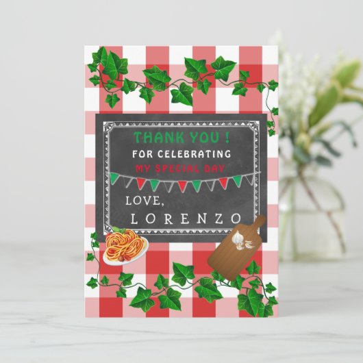 Italiaanse dank bedankkaart (Staand voorkant)