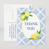 Italiaanse Dankkaart met Blauwe Tegels en Citroen  Briefkaart (Voorkant / Achterkant)