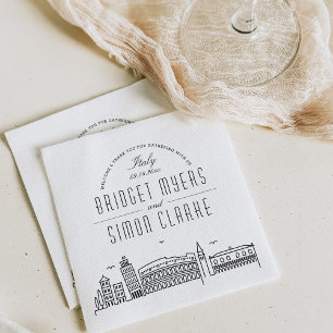 Italiaanse Deco Skyline   Weddenschap Napkins Servet