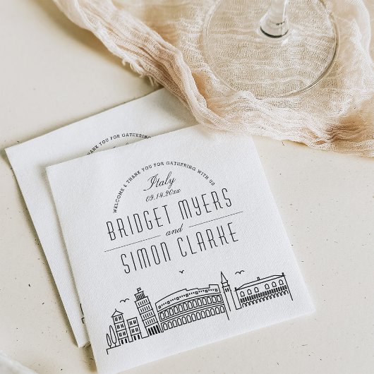 Italiaanse Deco Skyline | Weddenschap Napkins Servet