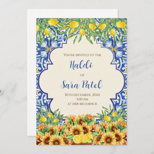 Italiaanse decoratie & digitale Haldi uitnodiginge Kaart (Voorkant / Achterkant)