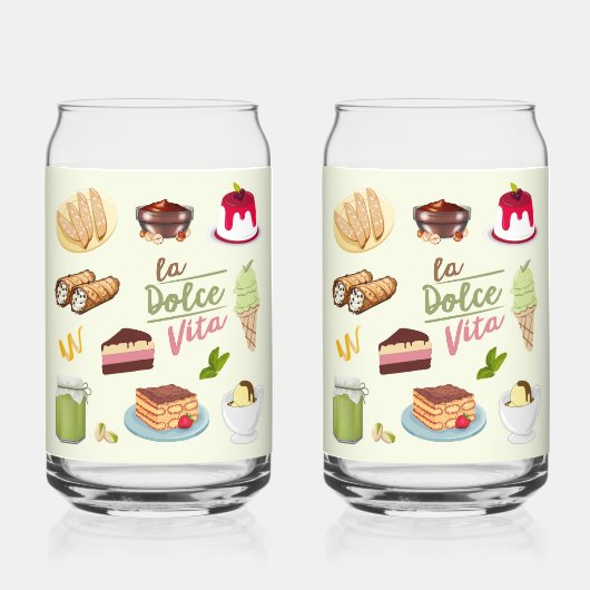 Italiaanse desserts zoetigheden blikvorm glas (Voorkant)