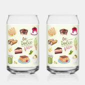 Italiaanse desserts zoetigheden blikvorm glas (Achterkant)