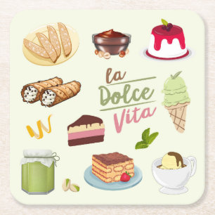 Italiaanse desserts zoetigheden kartonnen onderzetters