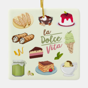 Italiaanse desserts zoetigheden keramisch ornament