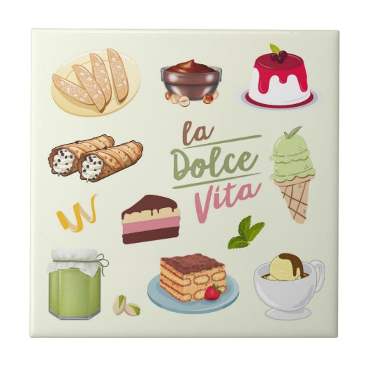 Italiaanse desserts zoetigheden tegeltje (Voorkant)