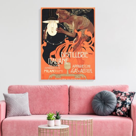 Italiaanse distilleerderij  Art Nouveau Liquor Canvas Afdruk (Insitu (Woonkamer))