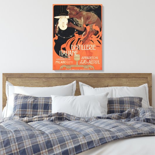 Italiaanse distilleerderij  Art Nouveau Liquor Canvas Afdruk (Insitu (Slaapkamer))