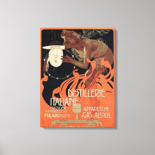 Italiaanse distilleerderij  Art Nouveau Liquor Canvas Afdruk (Voorkant)