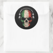 Italiaanse dj-schedel met hoofdtelefoon Ronde Sticker (Tas)