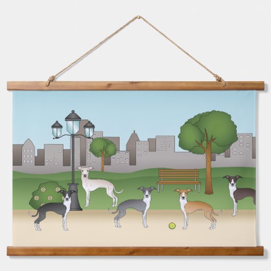 Italiaanse dolfijnen in een Cartoon-kunst van een  Hangend Wandkleed (Voorkant)