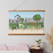 Italiaanse dolfijnen in een Cartoon-kunst van een  Hangend Wandkleed (Slaapkamer)