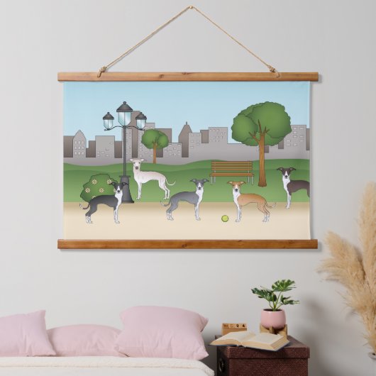 Italiaanse dolfijnen in een Cartoon-kunst van een  Hangend Wandkleed (Slaapkamer)