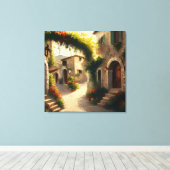 Italiaanse dorp schilderij Print, Italië Wall Art Canvas Afdruk (Insitu (Houten vloer))