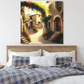Italiaanse dorp schilderij Print, Italië Wall Art Canvas Afdruk (Insitu (Slaapkamer))