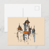 Italiaanse dorpsschets briefkaart (Voorkant / Achterkant)