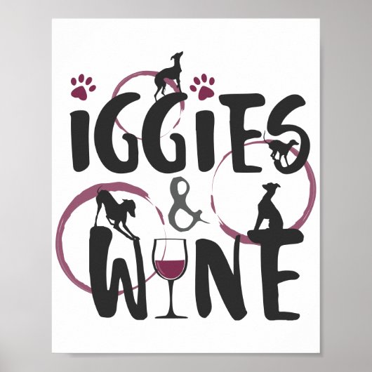 Italiaanse eigenaar van Greyhound Dog Wine lover F Poster (Voorkant)