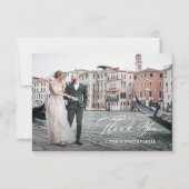 Italiaanse Elegance Classic Script Twee foto bruil Bedankkaart (Voorkant)