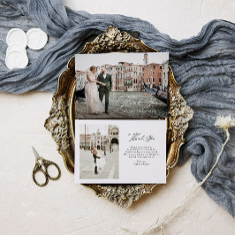Italiaanse Elegance Classic Script Twee foto bruil Bedankkaart