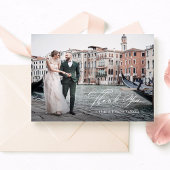 Italiaanse elegant klassiek schrift twee foto's tr bedankkaart