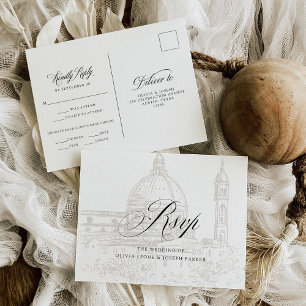 Italiaanse elegantie geïllustreerd   Huwelijksreis Briefkaart