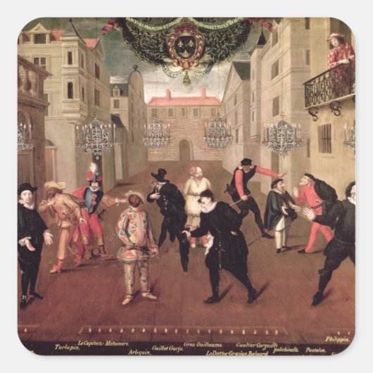 Italiaanse en Franse Comedians Vierkante Sticker (Voorkant)