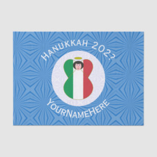 Italiaanse engel Hanukkah-vlag gepersonaliseerd ca Tissuepapier