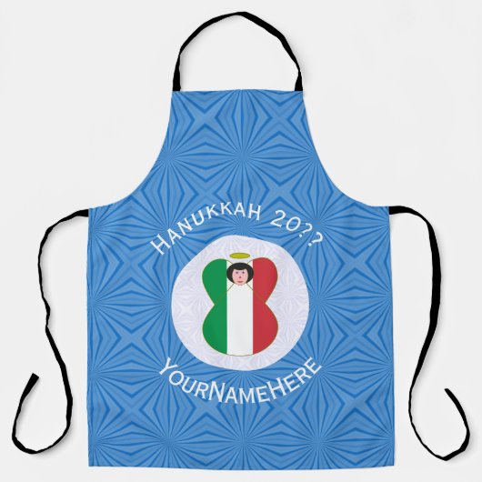 Italiaanse engel Hanukkah vlag gepersonaliseerd gr Schort (Voorkant)