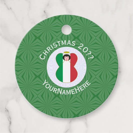 Italiaanse engel kerstvlag gepersonaliseerd bedankjes labels (Voorkant)