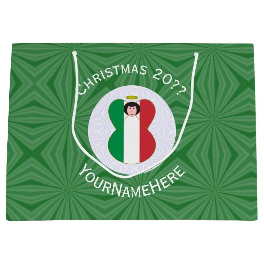 Italiaanse engel kerstvlag gepersonaliseerd groot cadeauzakje (Voorkant)