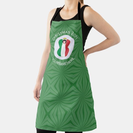 Italiaanse engel kerstvlag gepersonaliseerd schort (Insitu)