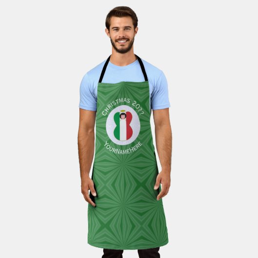 Italiaanse engel kerstvlag gepersonaliseerd schort (Gedragen)