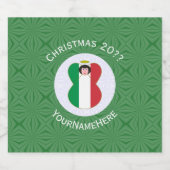 Italiaanse engel kerstvlag gepersonaliseerd sparkling wijnetiket (Enkel label)