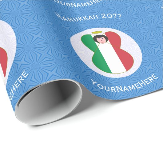 Italiaanse engelenvlag voor Chanoeka Cadeaupapier (Rol Hoek)