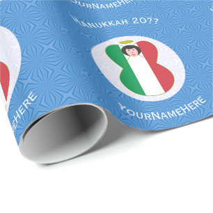 Italiaanse engelenvlag voor Hanukkah Cadeaupapier
