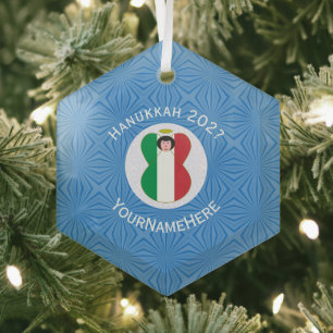 Italiaanse engelenvlag voor Hanukkah Glas Ornament