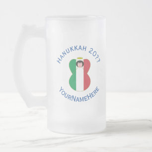 Italiaanse engelenvlag voor Hanukkah Matglas Bierpul