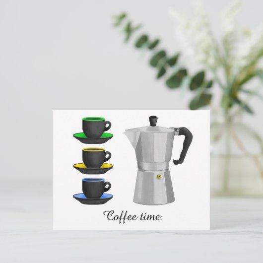 Italiaanse Espresso Coffee Pot Briefkaart (Staand voorkant)