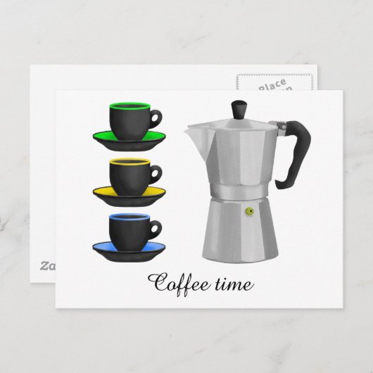 Italiaanse Espresso Coffee Pot Briefkaart (Voorkant / Achterkant)