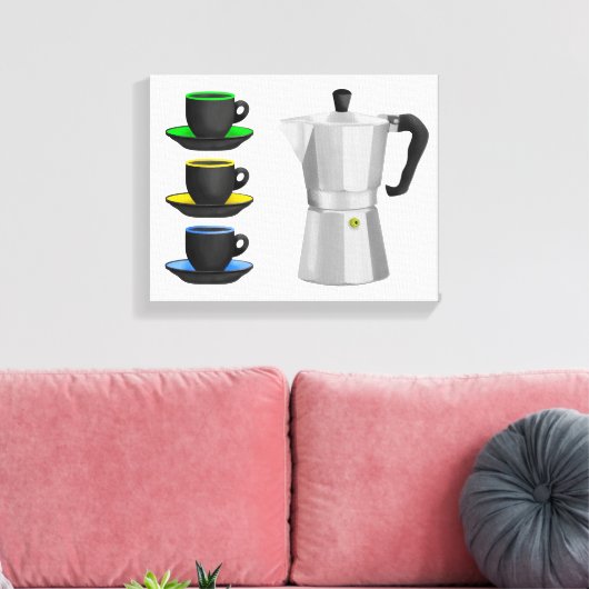 Italiaanse Espresso Coffee Pot Canvas Afdruk (Insitu (Woonkamer))