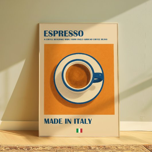 Italiaanse espresso kunst aan de muur, retro minim poster
