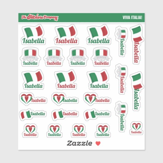 Italiaanse etiketten met aangepaste namen Italië | Sticker (Vel)