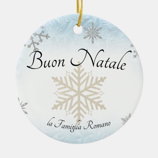 Italiaanse familie Buon Natale kerstsnowflake Keramisch Ornament (Voorkant)