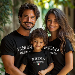 Italiaanse Familie Gepersonaliseerde Reünie Zwart T-shirt