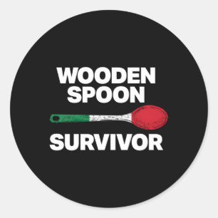 Italiaanse familie houten lepel overlevende ronde sticker