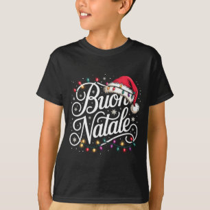 Italiaanse Familie Kerstverlichting Rode Kerstman T-shirt