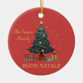 Italiaanse familienaam Buon Natale Custom Tree Keramisch Ornament (Voorkant)