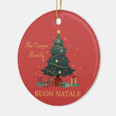 Italiaanse familienaam Buon Natale Custom Tree Keramisch Ornament (Links)
