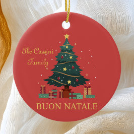 Italiaanse familienaam Buon Natale Custom Tree Keramisch Ornament